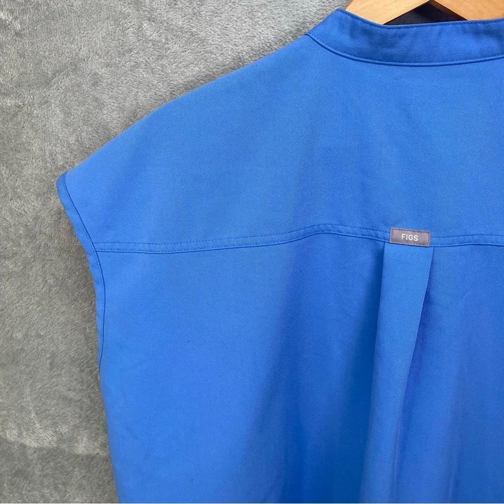 Figs Women's Cap-Sleeve Scrub Top in Bright Blue - Picture 9 of 16